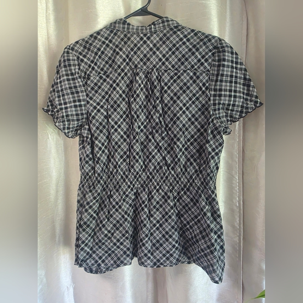 Arizona Jean Company Black and White Plaid Shirt - Picture 3 of 3